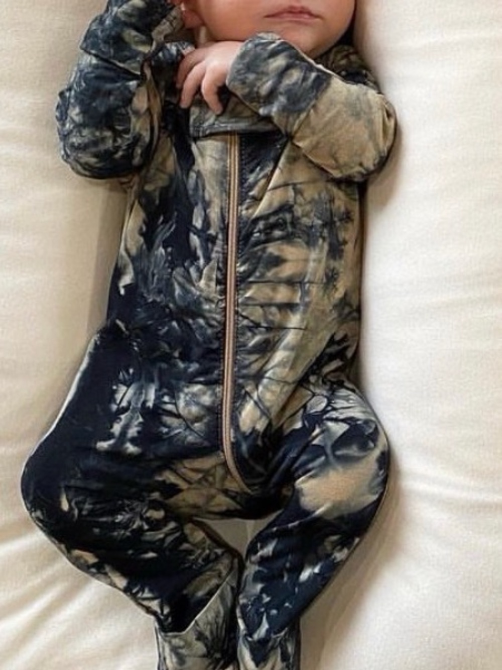 Baby Tie-Dye Navy and Beige Zip-Front Sleep Sack Pajamas